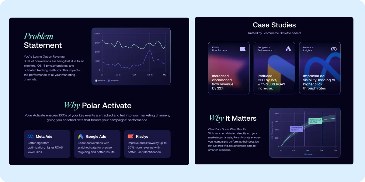 Independent landing page for the Klaviyo Flows Enricher with warmer DTC aesthetic